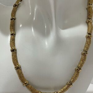 Vintage NANCY & RISE (Marked N-R) Retro Textured Link Gold Tone Necklace